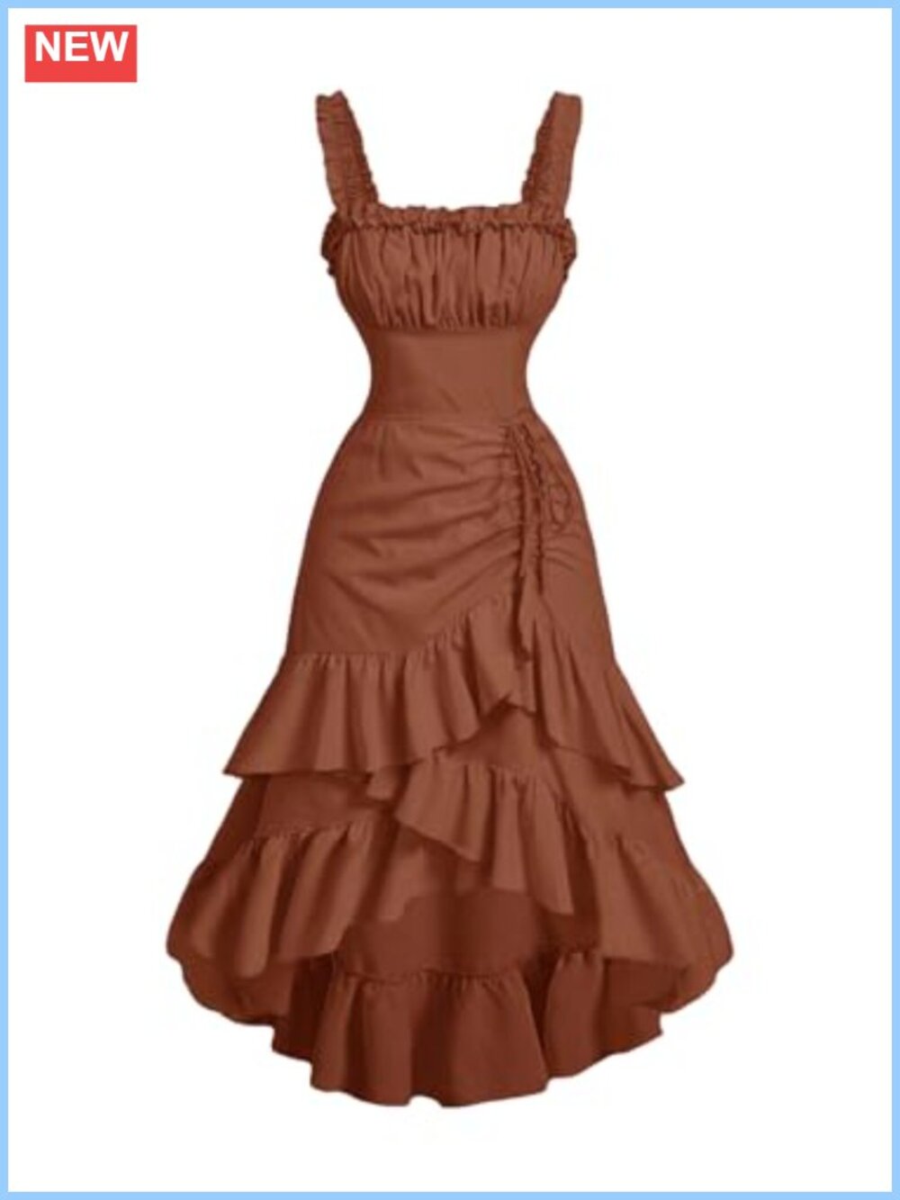 SOLY HUX Women's Layered Ruffle Hem Ruched Asymmetrical Long Dress